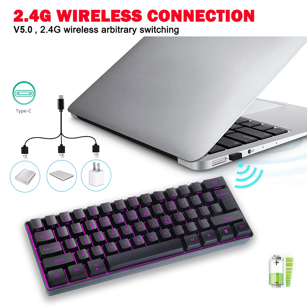 boy property Diplomat Mini Tastatura Wireless Gaming Keyboard 61 De Taste cu iluminare RGB Modul  Dual Wireless Tastatura Gaming PC Tastatură de Calculator ~ Mouse Și  Tastaturi | www.calitanase.ro