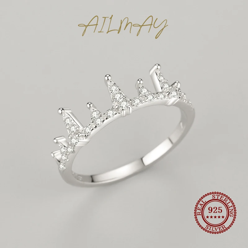 Ailmay Reale Argint 925 Bine Printesa Coroana Deget Inel Pentru Femei Orbitor Clar Bijuterii Fata Cadou ~ Bijuterii Fine | www.calitanase.ro